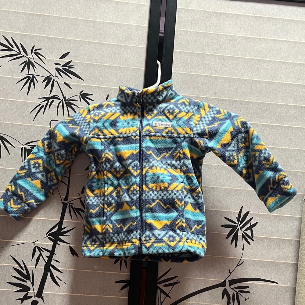 Columbia Kids' Fleece Jacket - Blue, Yellow, and Gray Pattern